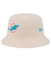 New Era Women's Cream Miami Dolphins Cozy Sherpa Bucket Hat