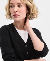 Charter Club Women's V-Neck Button-Front Linen-Blend Cardigan, Exclusively at Macy's