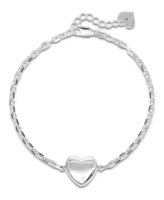 Devata Puffy Heart Chain Bracelet in Sterling Silver, 7.0 in adj to 8.0 in