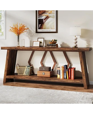 Tribesigns 70.86-Inch Long Sofa Table for Living Room, 2-Tier Narrow Console with Storage, Wood Foyer Entryway Couch Hallway, Entrance