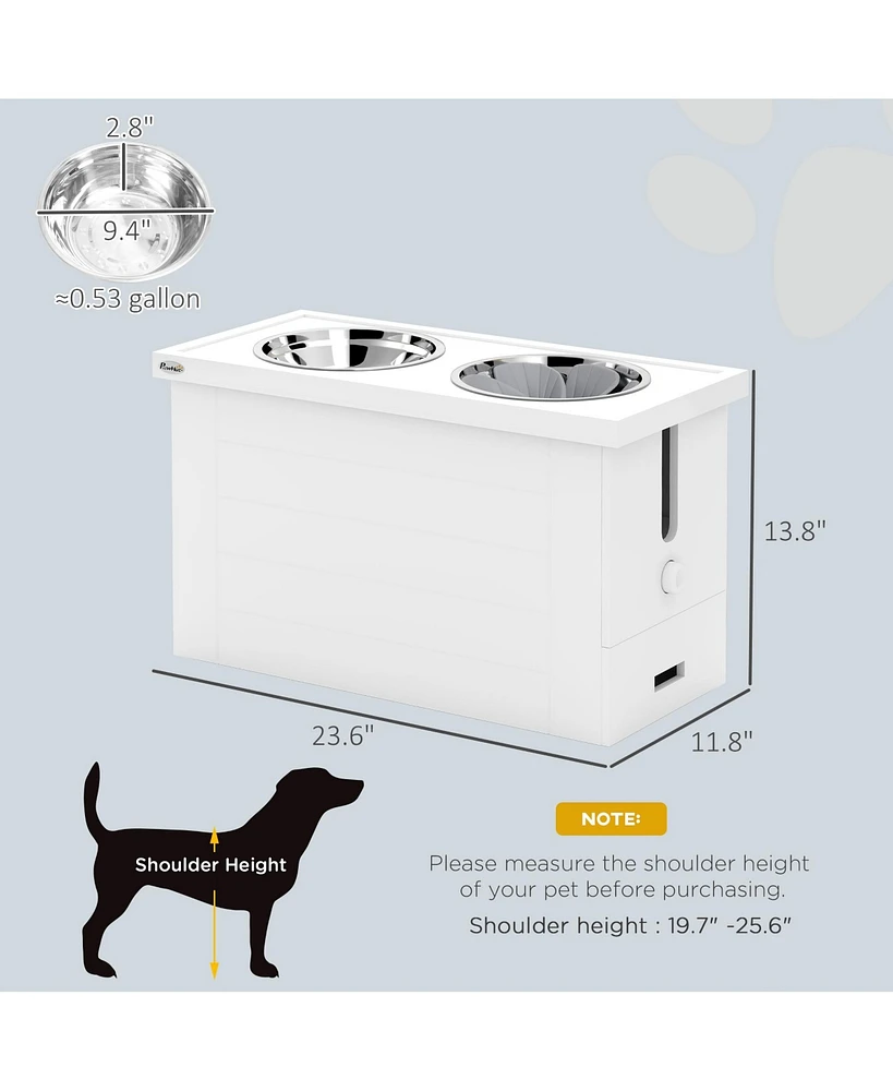 PawHut Elevated Dog Bowls w/ Slow Feeder Mat 3 Stainless Steel Bowls,
