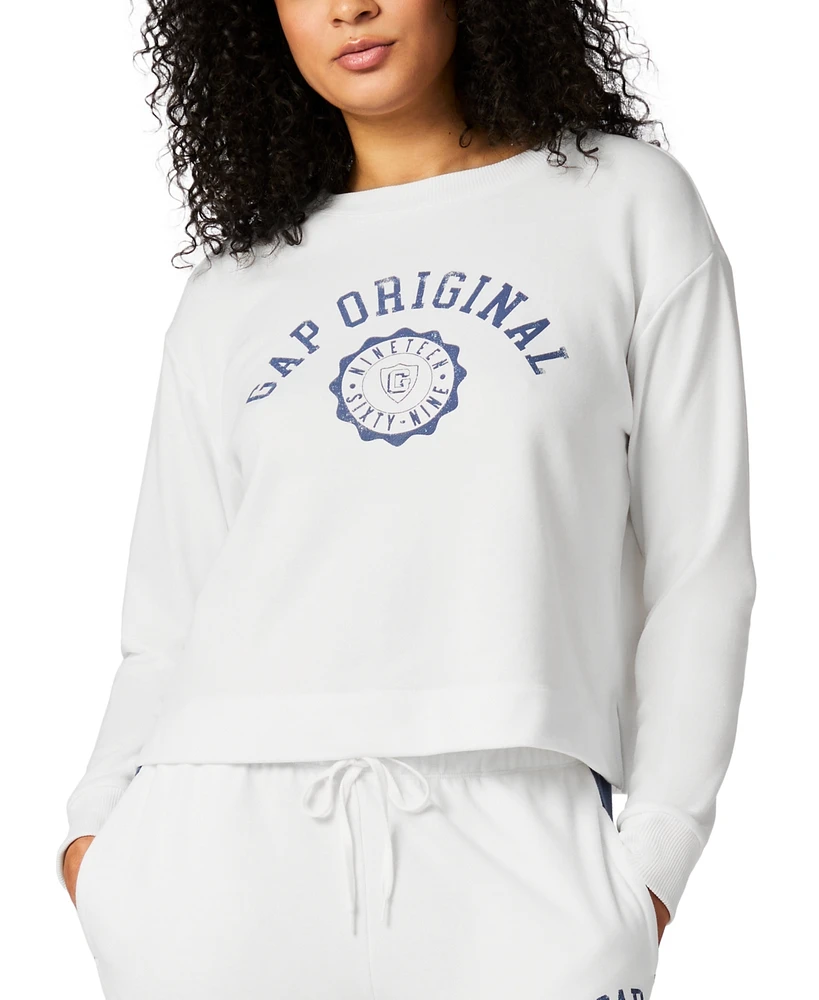 Gap Women's French Terry Crewneck Logo Pajama Top - Exclusively at Macy's