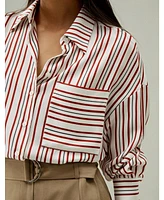 Lilysilk Women's Oversized Striped Silk-Twill Shirt