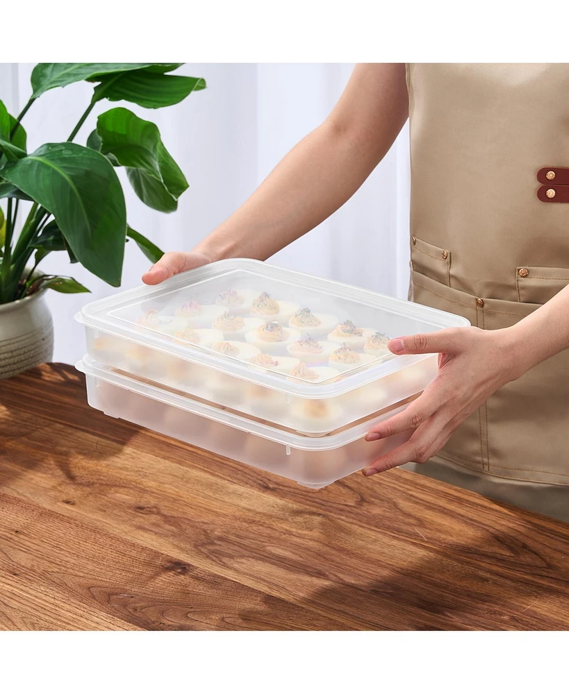 Sorbus Set of 2 Egg Containers with Lids - Clear Deviled Egg Carrier Tray
