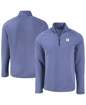 Cutter & Buck Men's Heather Blue Duke Devils Peshastin Eco Fleece Quarter-Zip Top