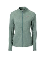 Cutter & Buck Women's Heather Green Philadelphia Eagles Gridiron Classics Logo Adapt Eco Knit Full-Zip Jacket