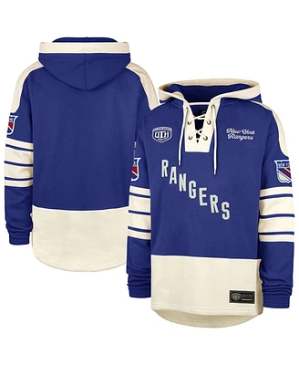 '47 Brand Men's Blue New York Rangers Line Heritage Lacer Pullover Hoodie