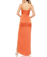 Mac Duggal Women's Bustier Side Ruched Bodycon Gown