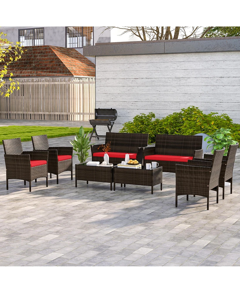 Gymax Pcs Patio Furniture Set w/Washable Cushions & Tempered Glass Coffee Table