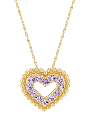Macy's Amethyst (3/4 ct. t.w.) Heart Pendant Necklace in 14k Gold Over Sterling Silver