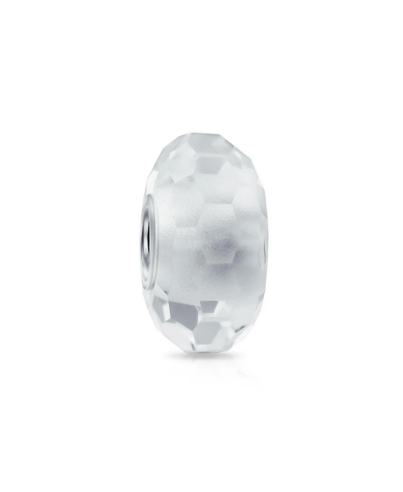 Bling Jewelry Translucent Murano Faceted Glass Charm Bead with Sterling Silver Core