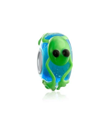Bling Jewelry Murano Glass Charm Bead Blue Green Frog Sterling Silver European Bracelet