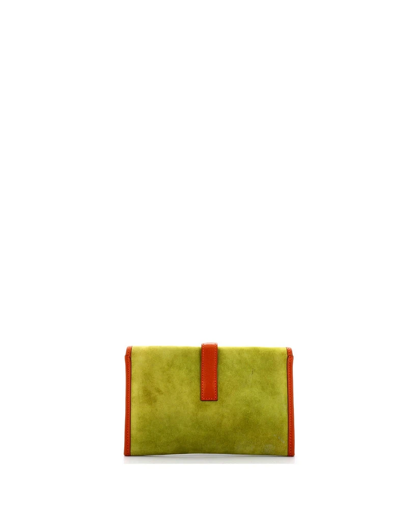 Pre-Owned HERMES 20 Jige Clutch Doblis Suede