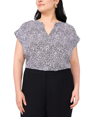 Vince Camuto Plus Split-Neck Cap-Sleeve Top
