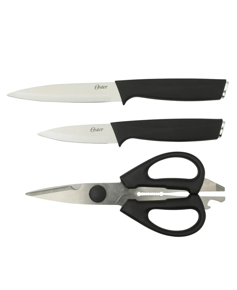 Oster Brixen 13 Piece High Carbon Stainless Steel Kitchen Cutlery Knife Block Set W/ Black Wood Block