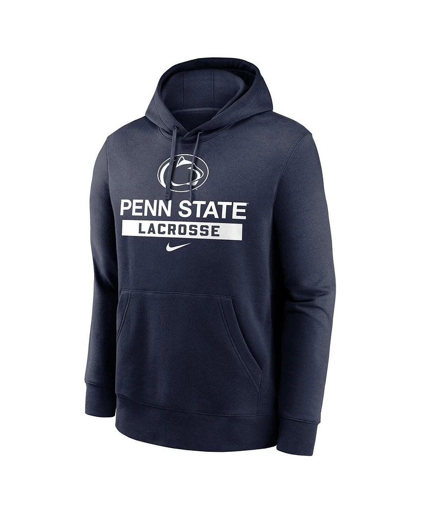 Nike Men's Navy Penn State Nittany Lions Lacrosse Stacked Fleece Pullover Hoodie