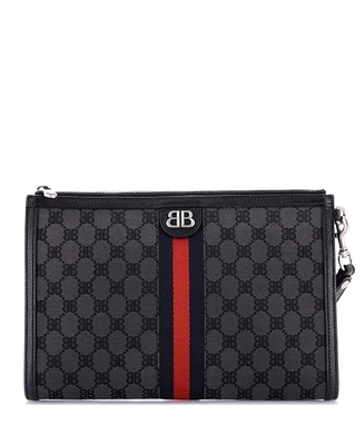Pre-Owned Balenciaga x Gucci The Hacker Project Web Wristlet Clutch Bb Canvas