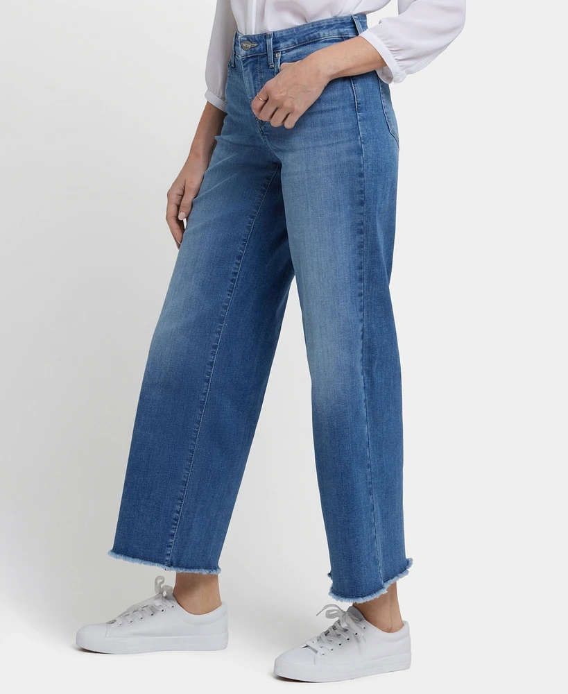 Nydj Women's Teresa Wide Leg Ankle Frayed Hems Jeans