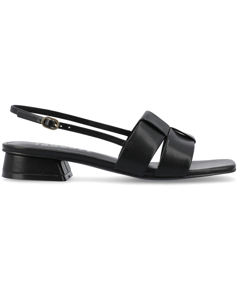 Journee Collection Women's Tabatha Block Heel Slingback Flat Sandals