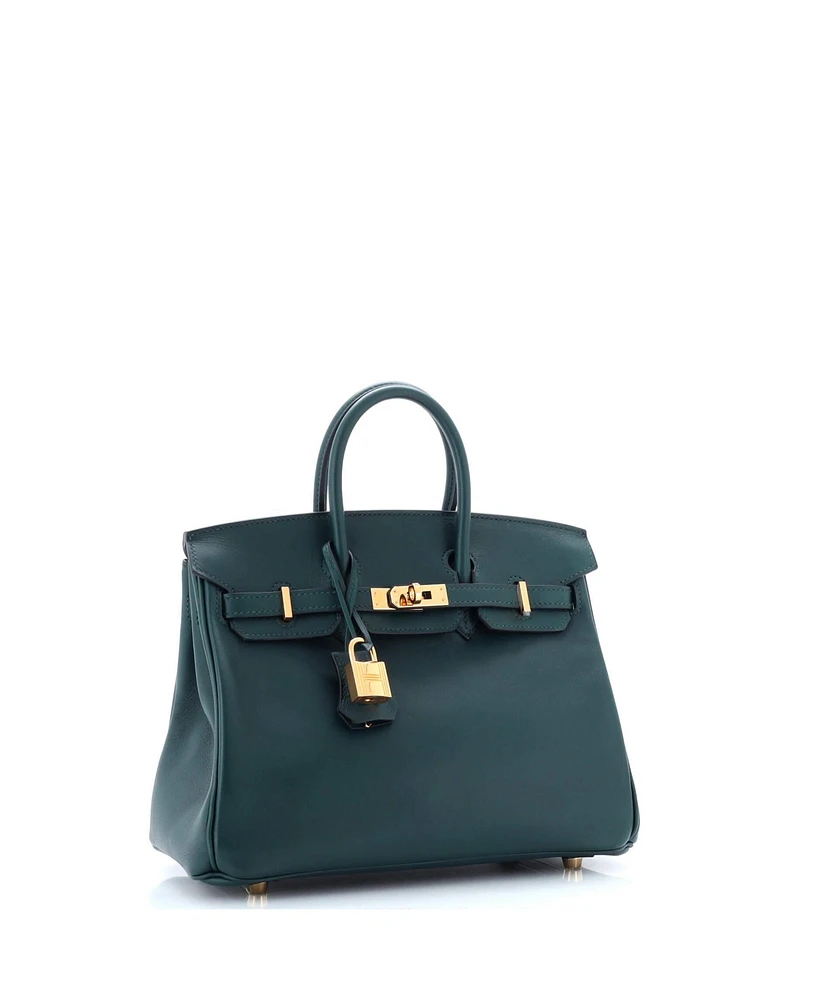 Pre-Owned HERMES Birkin 25 Handbag Green Swift with Gold Hardware