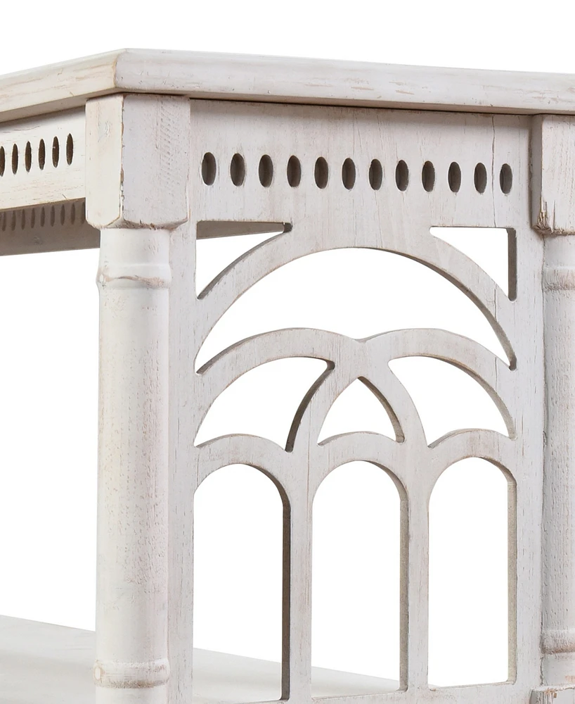 StyleCraft Home Collection 14" Wood Rustic Three Tier Console Table