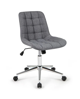Teddy Fleece Armless Office Chair for Home or Desk Use, Soft and Cozy Seating
