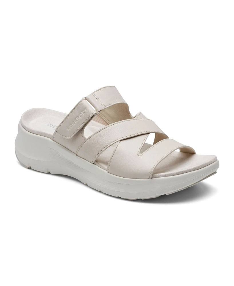 Rockport Women's Qwyn Slip-On Strappy Casual Wedge Sandals