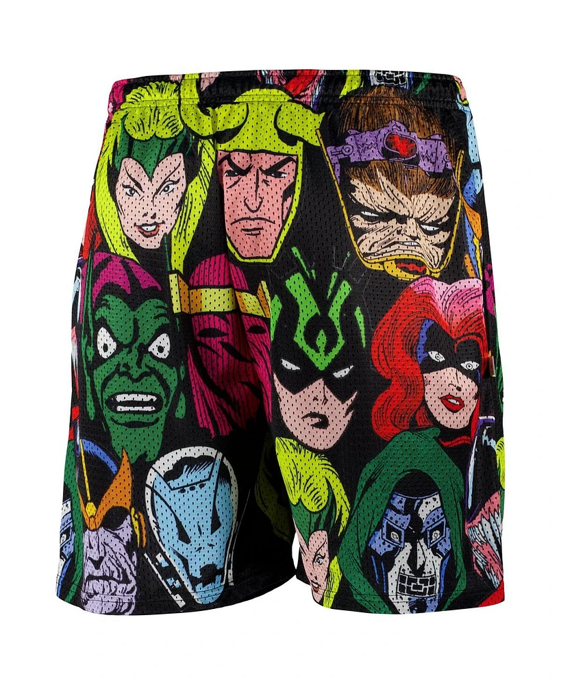 Chalk Line Men's Black Marvel Villains Heads Retro Shorts