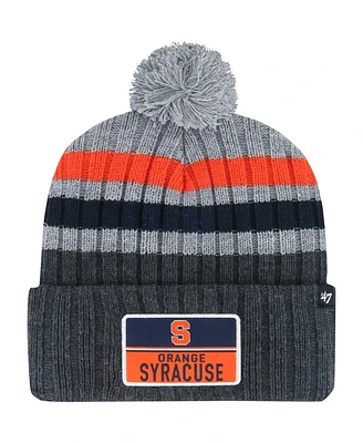 '47 Brand Men's Charcoal Syracuse Orange Stack Striped Cuffed Knit Hat with Pom