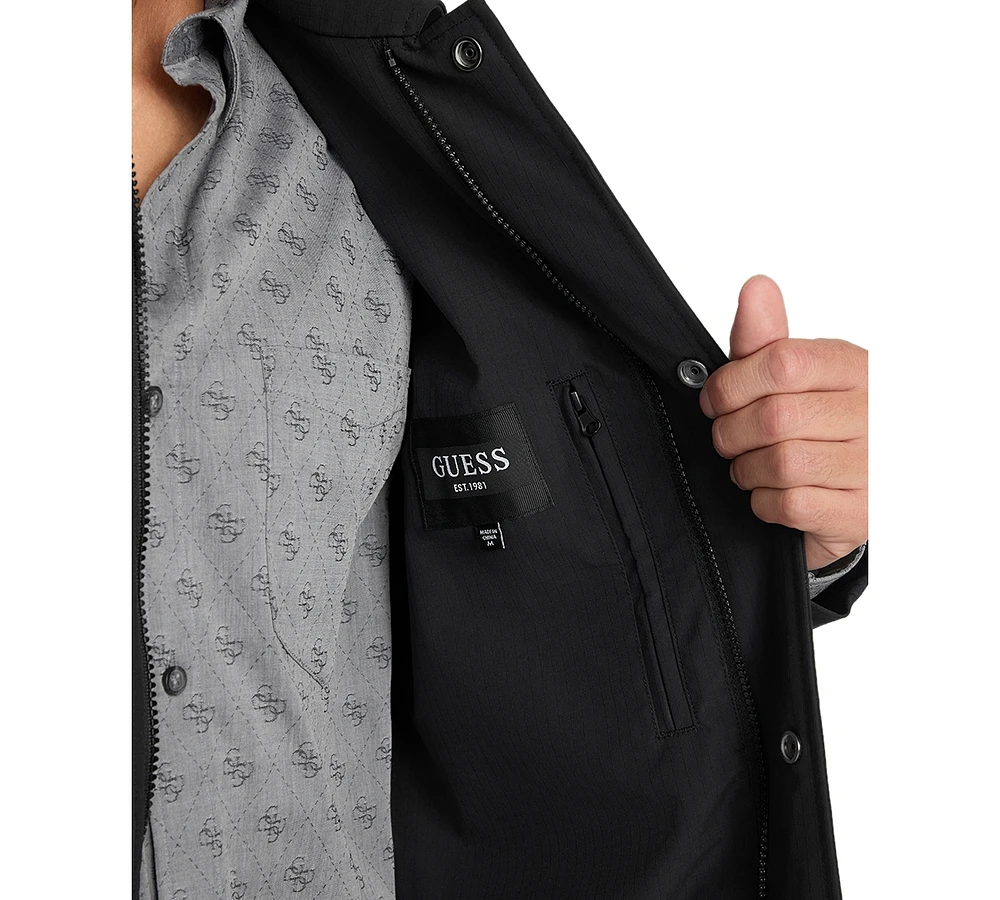 Guess Men's Lightweight Water Resistant Ripstop Trench Coat