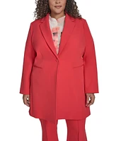 Dkny Plus Size Notch-Collar One-Button Long Topper