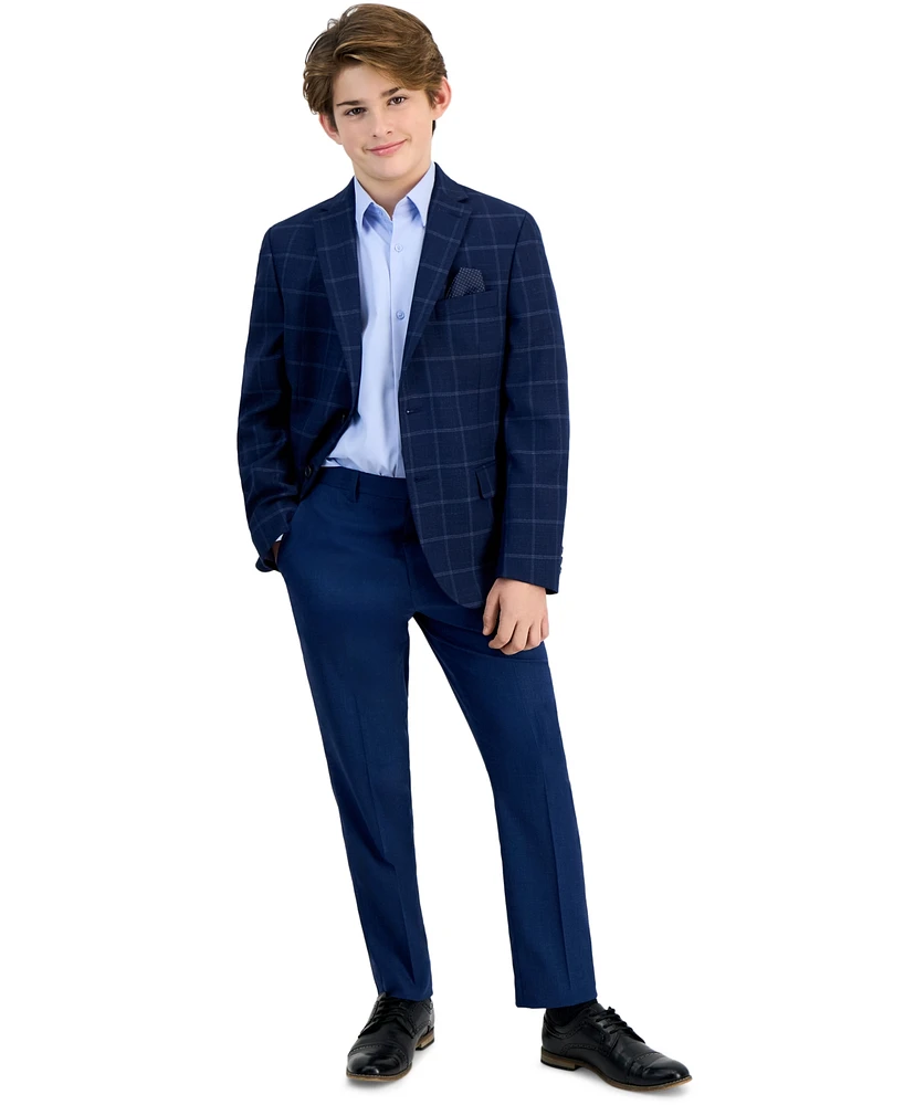 B By Brooks Brothers Big Boys Windowpane Jacket