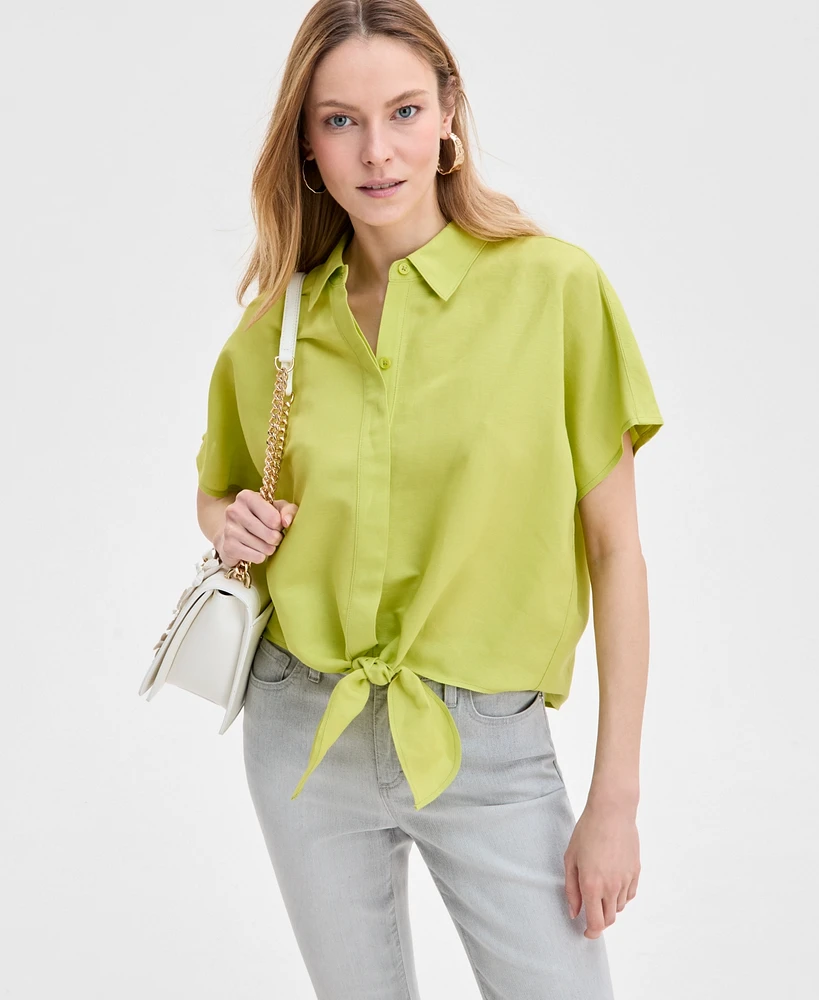 I.n.c. International Concepts Women's Tie-Front Blouse, Exclusively at Macy's