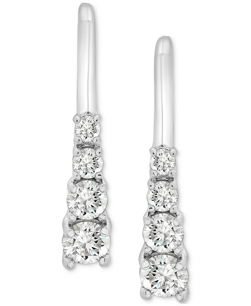 Diamond Leverback Hoop Earrings (1/2 ct. t.w.) in 14k White Gold, Exclusively at Macy's