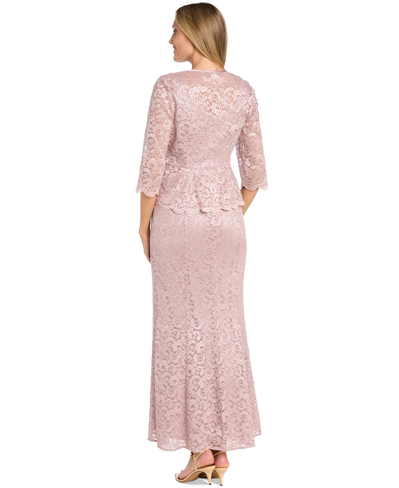 R & M Richards Women's Glitter Lace Gown Jacket