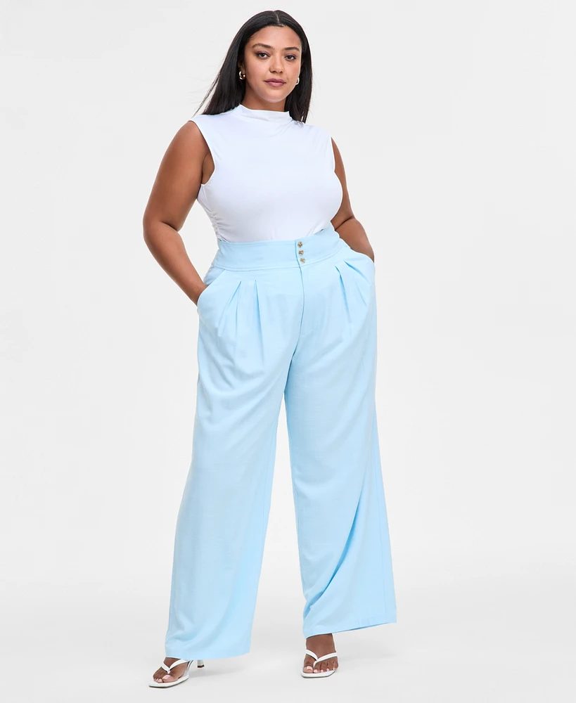 Bar Iii Trendy Plus Wide-Leg Pants, Exclusively at Macy's