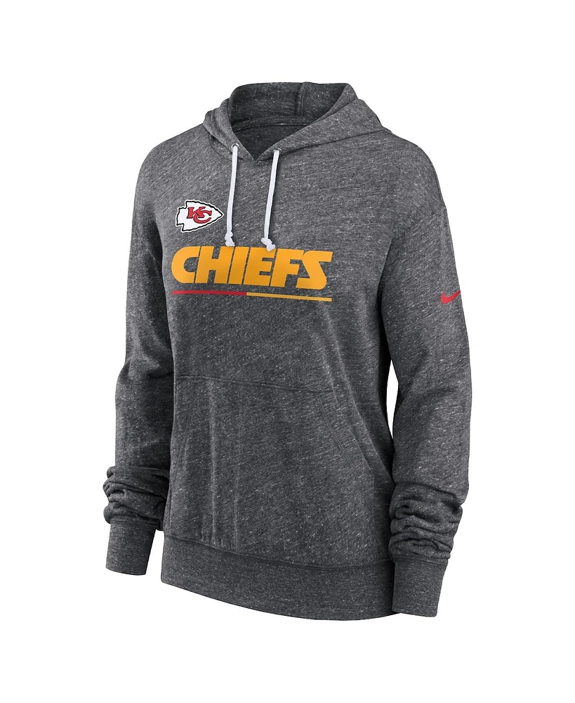 Nike Women's Heather Charcoal Kansas City Chiefs Team Spirit Gym Vintage Lightweight Hoodie Top