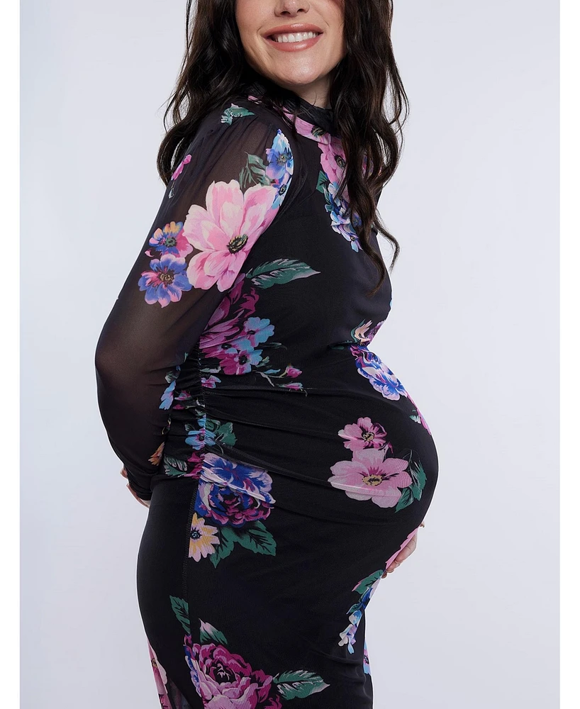 Motherhood Maternity Mesh Turtleneck Maxi Dress
