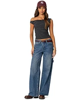Edikted Women's Keryn Striped Asymmetric Top