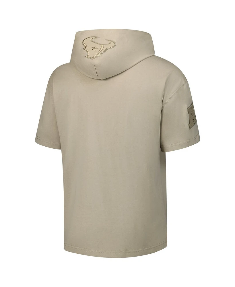 Pro Standard Men's Tan Houston Texans Neutrals Capsule Short Sleeve Pullover Hoodie