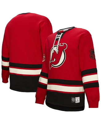 Mitchell & Ness Men's Red New Jersey Devils Heritage Lace-Up Pullover Sweatshirt