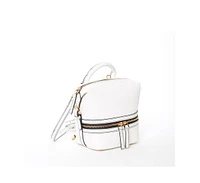 Susu White Leather Backpack Purse Convertible Medium Crossbody Bag for Women with Front and Back Pockets