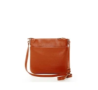 Susu Brown Leather Messenger Bag Women s Crossbody Purse with Zipper Closure and Adjustable Strap