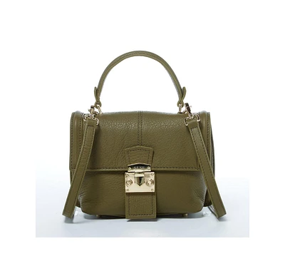 Susu Leather Backpack for Women Convertible Crossbody Bag Olive Green Purse