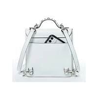 Susu Convertible Leather Backpack Purse White Crossbody Bag with Embellishments and Top Handble Women's Handbag