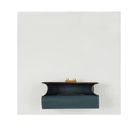 Susu Blue Leather Crossbody Bag Small Cute Purse for Women with Top Handle and Adjustable Strap