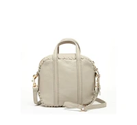 Susu Grayish Beige Leather Crossbody Bag – Medium Size Women s Handbag with Top Handle and Adjustable Strap