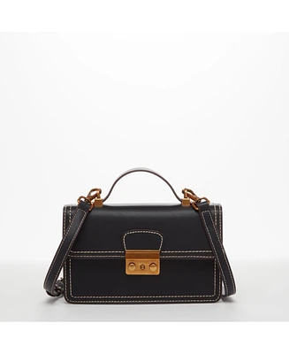 Susu Black Purse Leather Small Crossbody Bag Cute Women's Handbag with Top Handle and Adjustable Strap