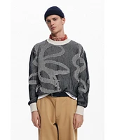 Desigual Men's Floral Jacquard Sweater