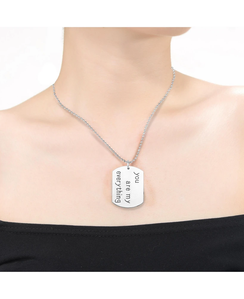White Gold Plated Dog Tag Pendant Necklace